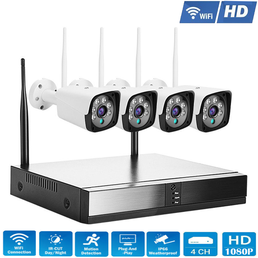 4CH Wireless HD 1080P DVR WIFI IP Camera CCTV Home ...