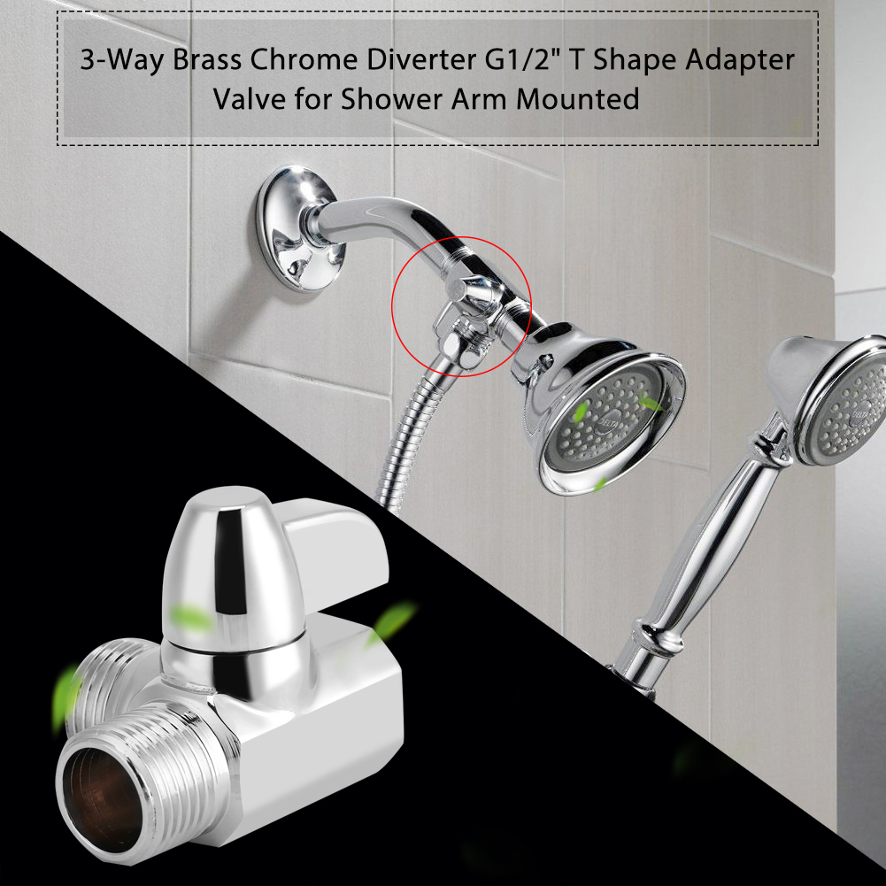 Details About Brass 3 Way Bathroom Diverter G1 2 T Adapter Valve For Shower Arm Mounted