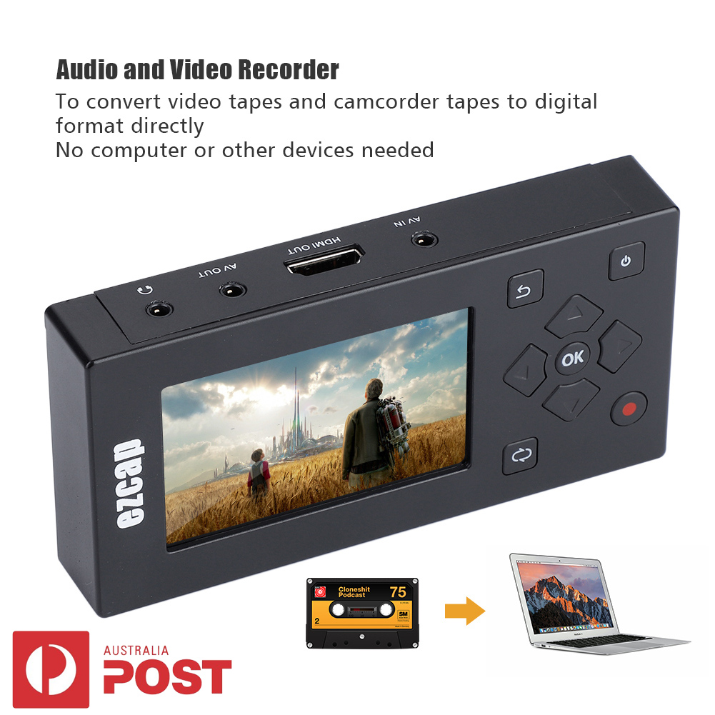 3" AV Recorder Audio Video Converter Convert VHS/Camcorder Tapes to