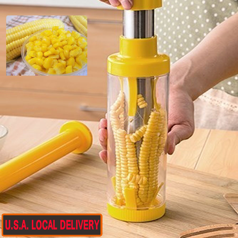 Deluxe Kitchen Corn Cob Stripper Cutter Peeler Stainless Steel+Plastic