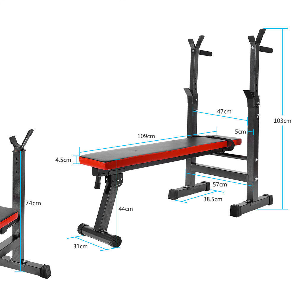 Adjustable Weight Lifting Flat Bench Rack Set Fitness Exercise Body