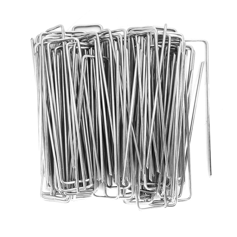 100Pcs 6" Landscape Staples SOD Staples Garden Stakes Weed Barrier Pins