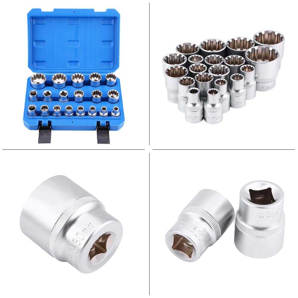19pc OctaMetric Socket 1/2" inch Drive 6, 12 Point Etorx MulitiFit