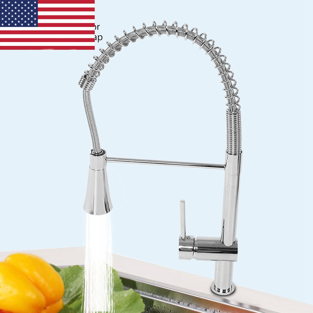 Kitchen Sink Single Handle Faucet Pull Out Spray Hose Hot Cold