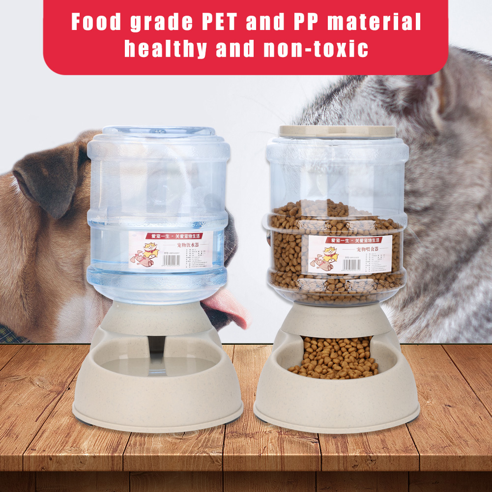 2x 3 75l Automatic Pet Feeder Dog Cat Animal Food Water Bowl Auto