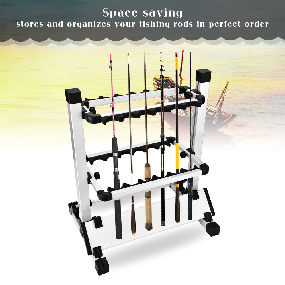 Fishing Rod Holder Aluminum Alloy Portable 12 Vertical Rack Boat Home Garage