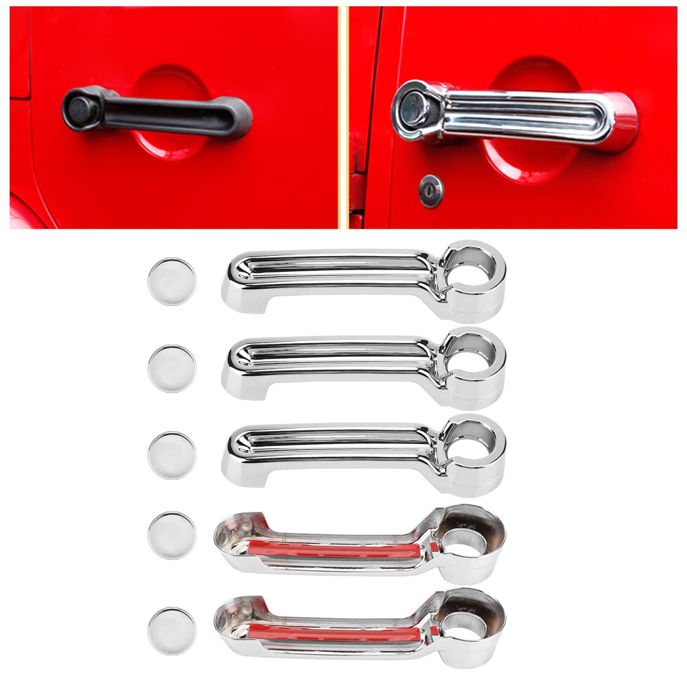 Chrome Door Handle + Tailgate Handle Cover for Jeep Wrangler Liberty