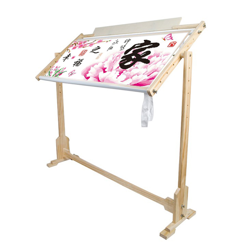 9/14/32CT Adjust Cross Stitch Frame Floor Stand Wooden Embroidery