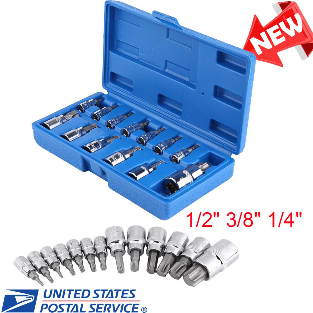 13PCs 6-Point Security Star Bit Socket Torx Set Tamper Proof w// Storage Holder