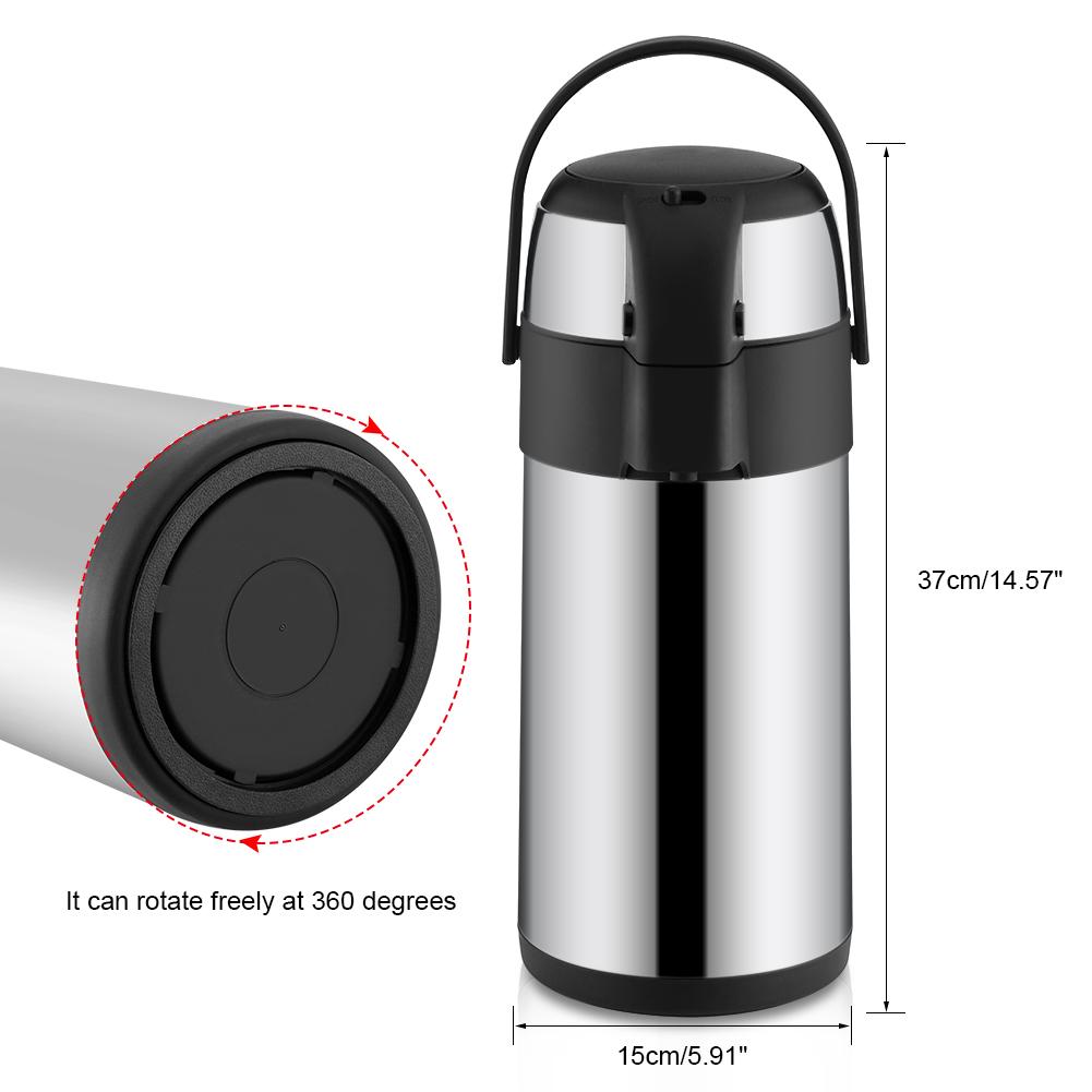 Pump Action Airpot 3Ltr Stainless Steel Coffee Beverage Thermos w
