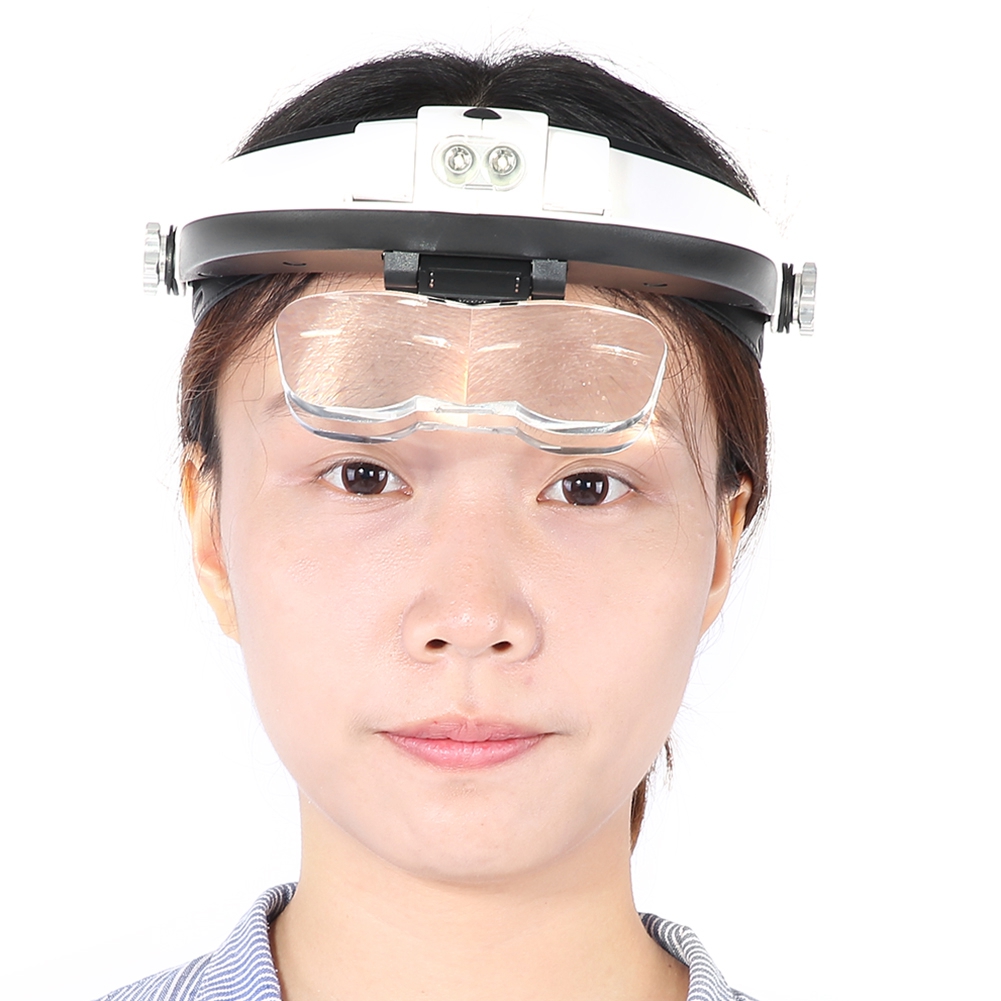 Magnifying Glass Lens LED Light Lamp Visor Head Loupe Jeweler Headband