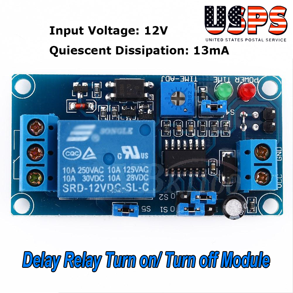 DC 12V Delay Timing Timer Relay Turn ON Turn OFF Switch Module Time 10A