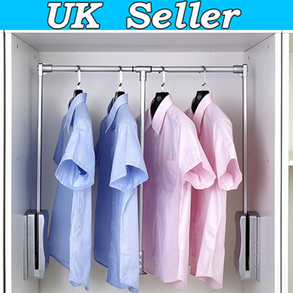 Strong Lift Pull Down Wardrobe Clothes Rail Garment Hanger Hanging