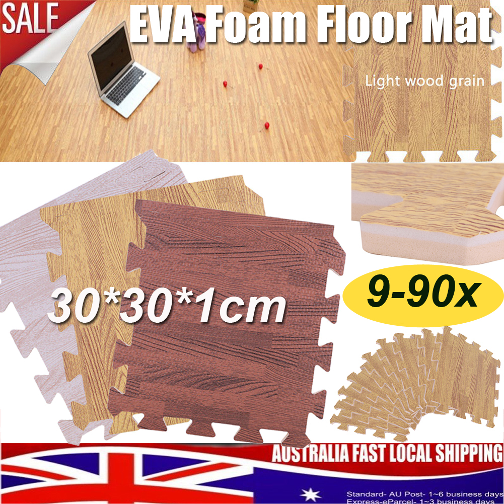 9 90pack Wood Grain Yoga Gym Fitness Interlocking Eva Foam Floor