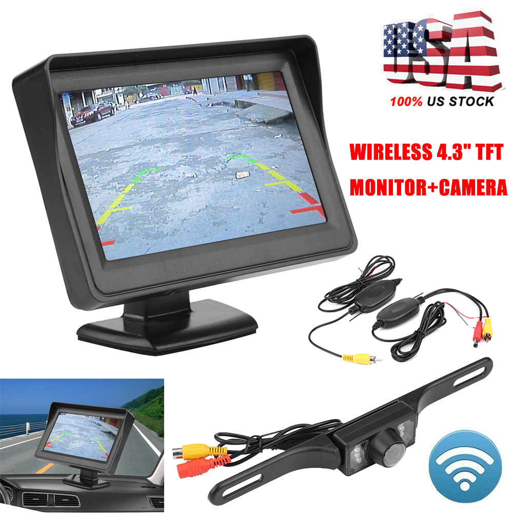 4.3/" TFT LCD Monitor+Wireless Car Backup Camera Rear View System Night Vision