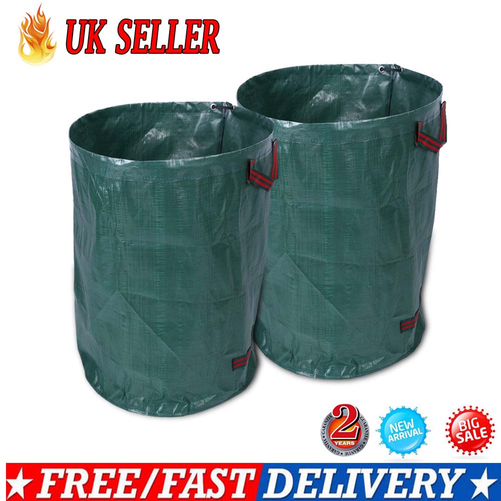 Set Of 2 Large 270L Garden Waste Bags Heavy Duty Refuse Sacks with Handles UK 