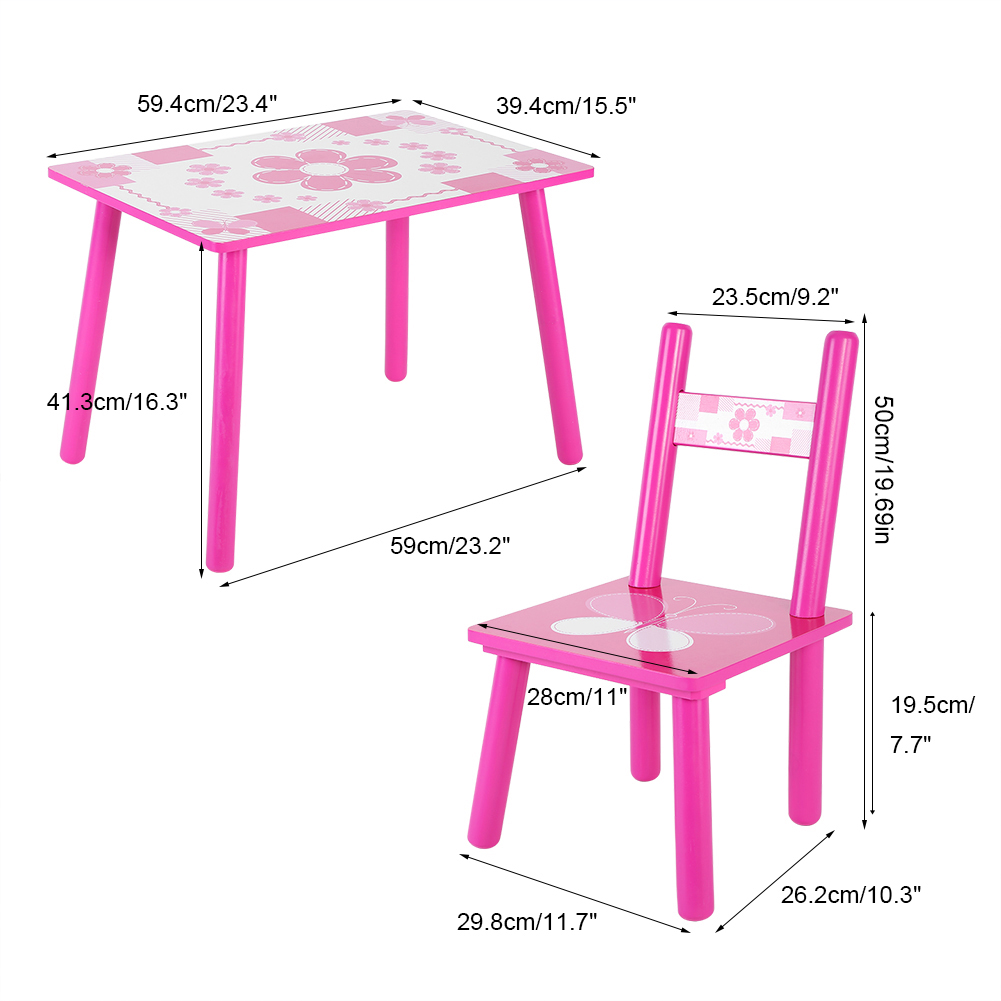 3 PCS Dining Set Table and 2 Chairs Kitchen Furniture Home For Baby