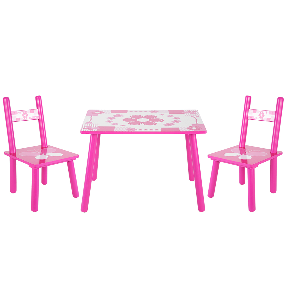 3 PCS Dining Set Table and 2 Chairs Kitchen Furniture Home For Baby