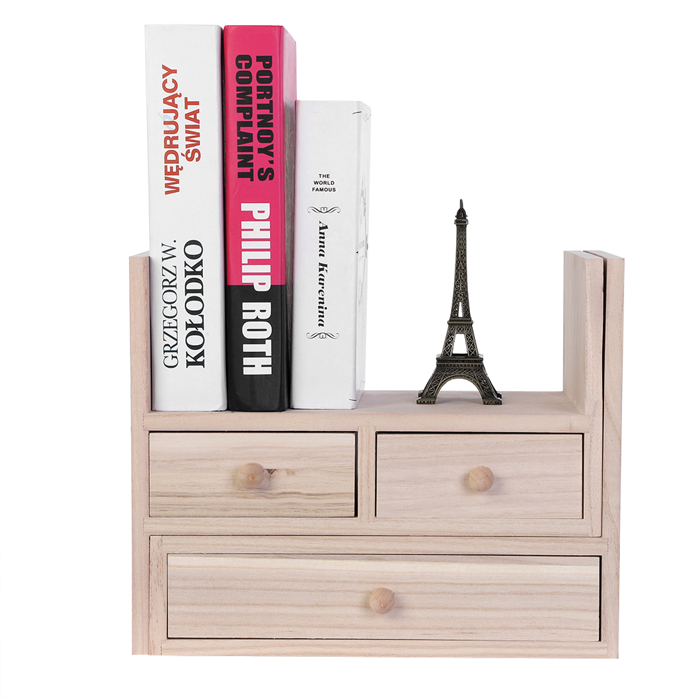 Bücherregal Standregal Tischregal Schreibtisch Holzrega 3 Schublade Einstellbar