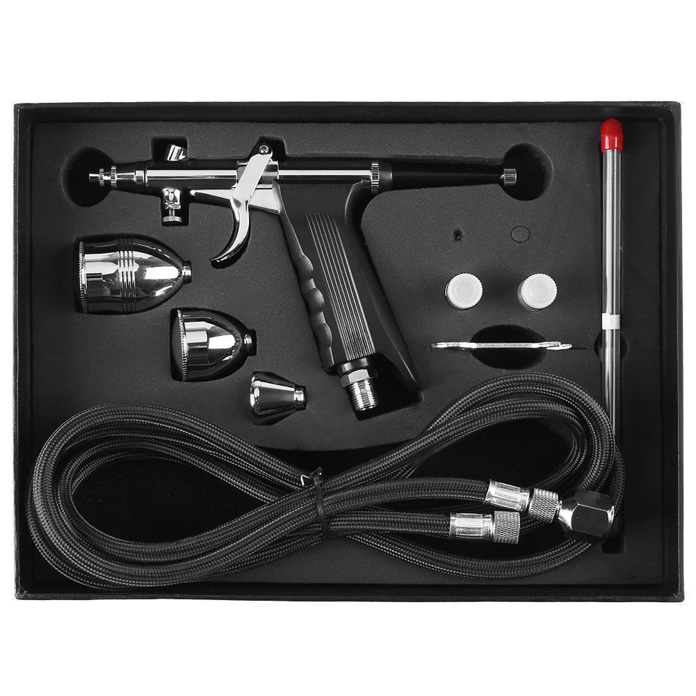 Auto Spray Gun Tip PISTOL TRIGGER AIRBRUSH SET KIT 3 Cups Detail Touch