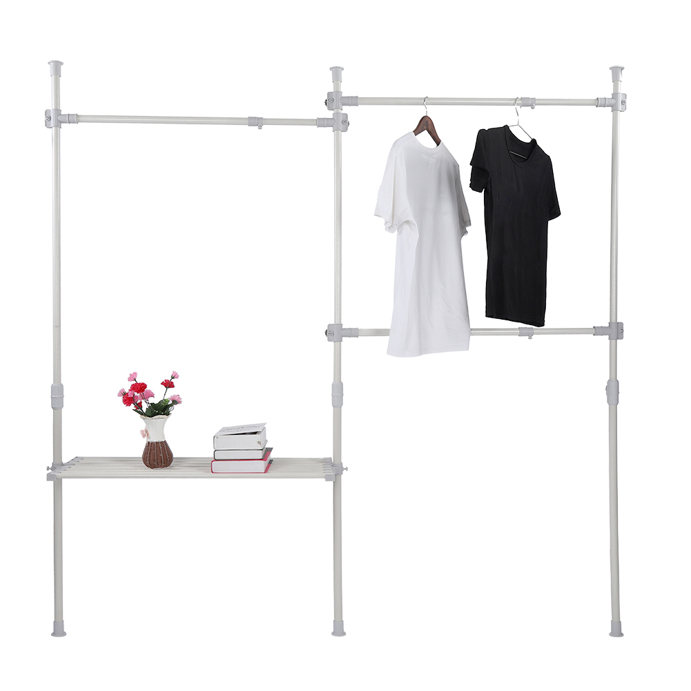 Telescopic Wardrobe Organizer Movable Hanging Rail Garment Rack 3 Poles 3 Bars 741870949661 eBay