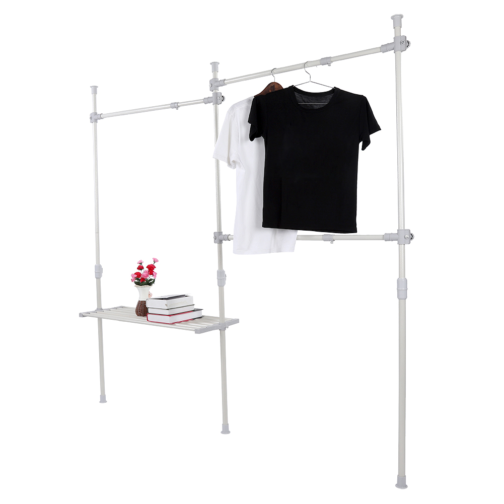 Telescopic Wardrobe Organizer Movable Hanging Rail Garment Rack 3 Poles 3 Bars 741870949661 eBay