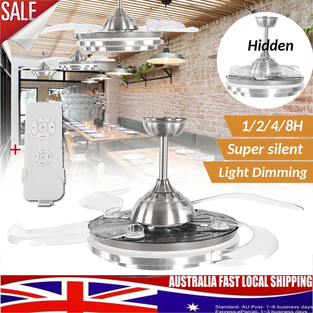 42 Inch Retractable Blade Led Ceiling Fan 36w Led Light Remote