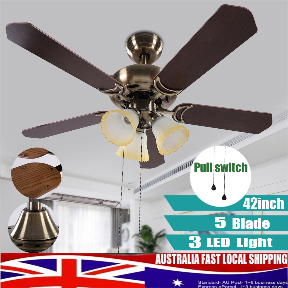 Details About 42 Inch 5 Blade Ceiling Fan With 3led Light Lamps Vintage Bronze Finish No Noise