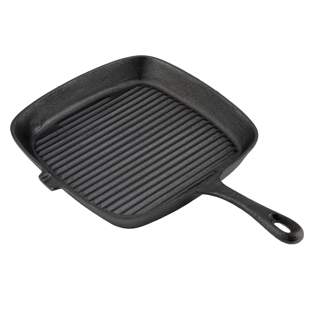 Cast Iron Square Griddle Steak Grill Pan Barbecue Oven Induction Safe ...