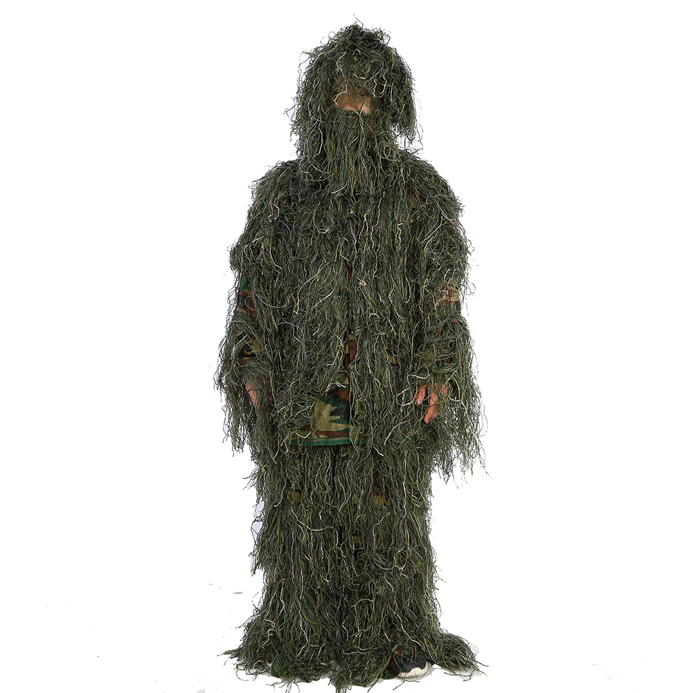 3D Ghillie Suit Woodland Camouflage Camo Pants Jacket Hood Gun Bag Cap ...