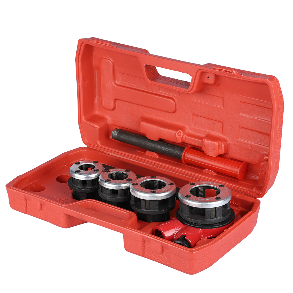4 Dies Manual Plumber Pipe Threading Kit 1/2" 3/4" 1" 11/4" Threader