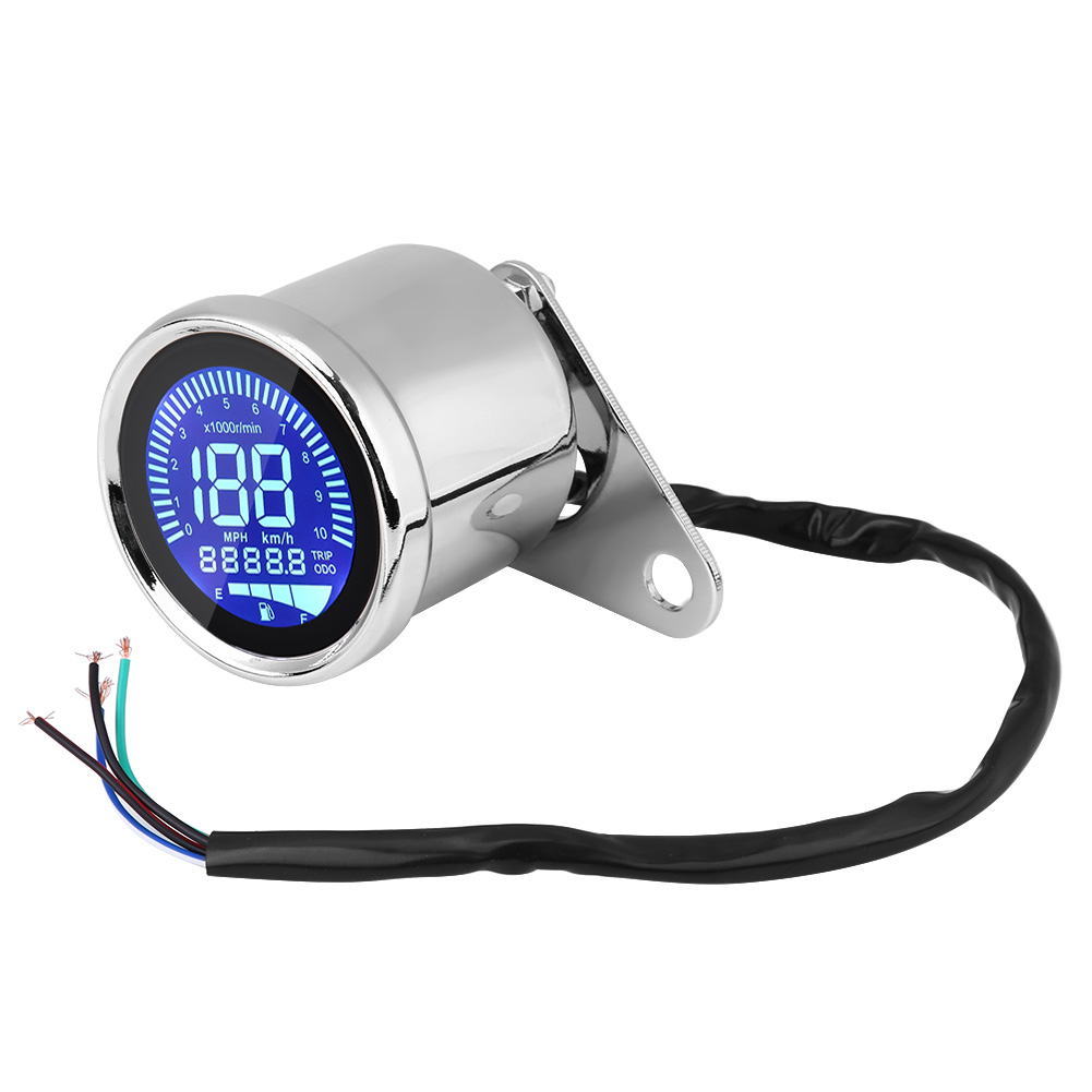 Motorcycle Speedometer Tachometer Speed Digital LED LCD Gauge Retro