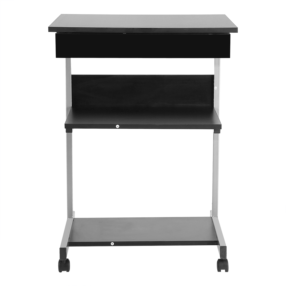 Mobile Computer Desk Tower Printer Shelf Laptop Rolling Table Study