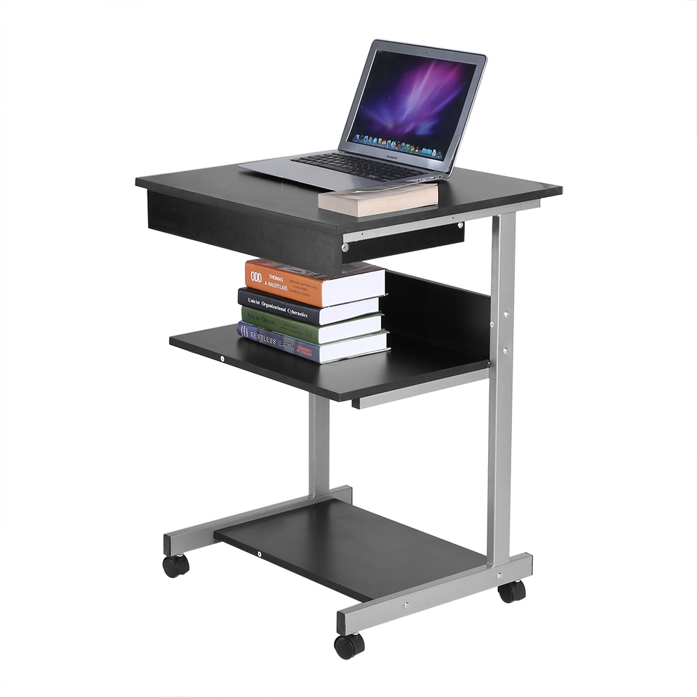 Rolling Workstation Cart Compact Mobile Computer Desk w ...