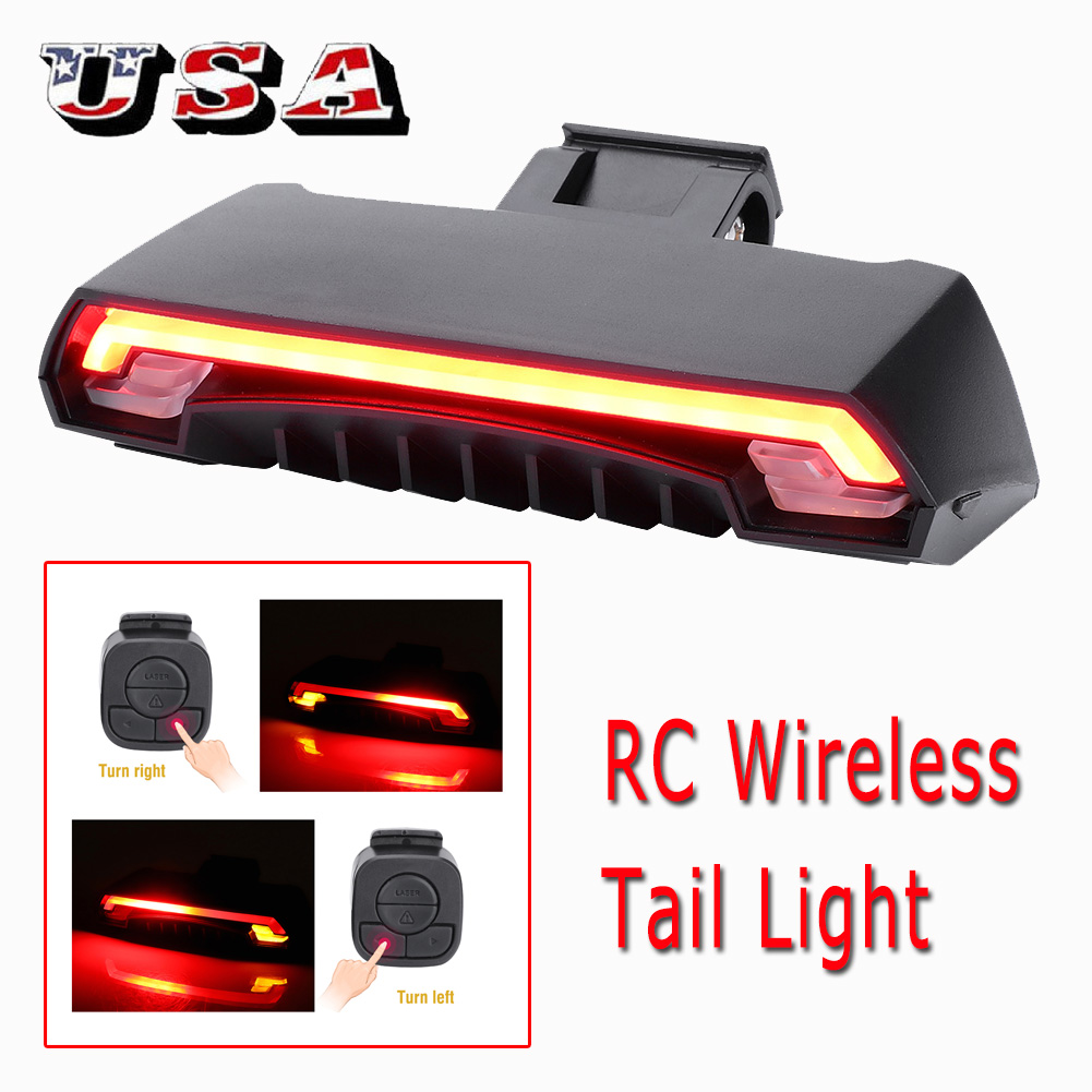 Front Bar Remote Control Rechargeable LED Bike Tail Light Bicycle Turn Signal