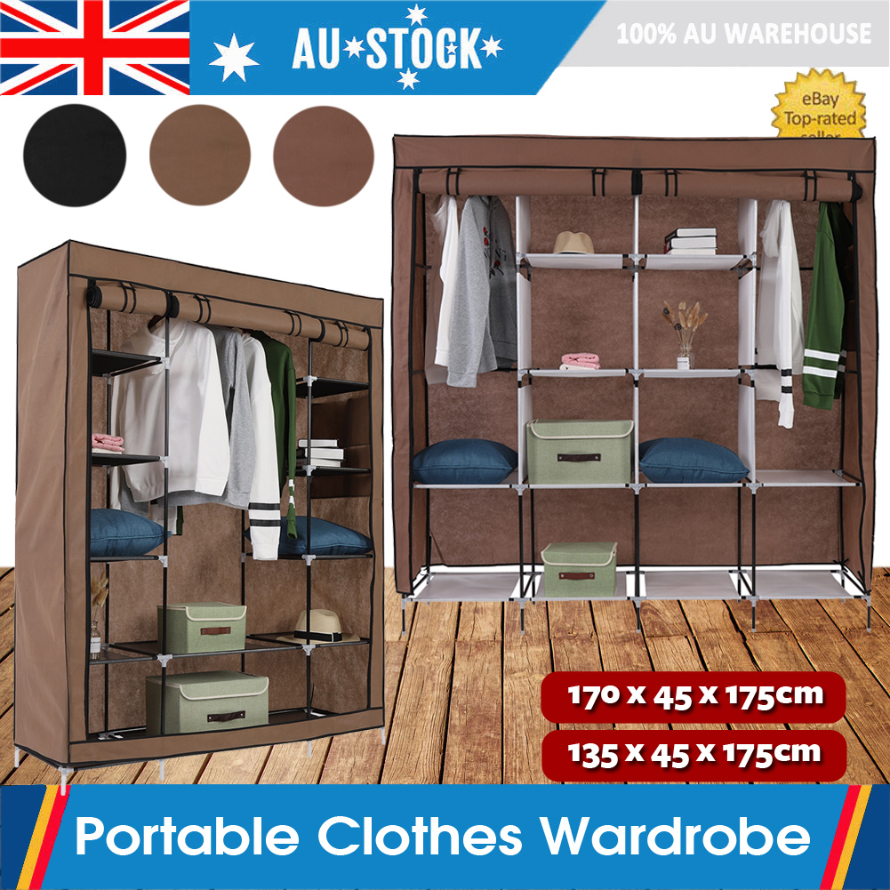 Deluxe Large Portable Clothes Closet Canvas Wardrobe Storage