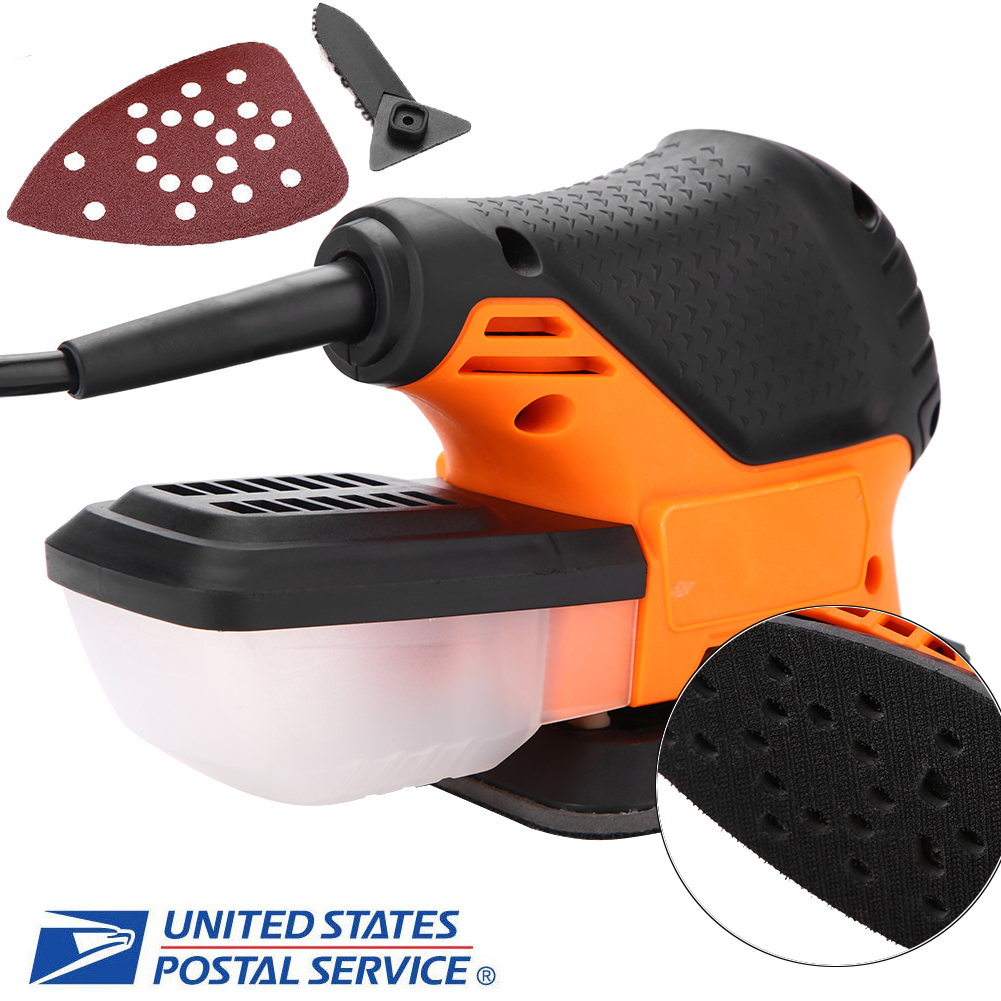 Electric Detail Polisher Palm Finger Sander Corded & Sandpaper Pad For