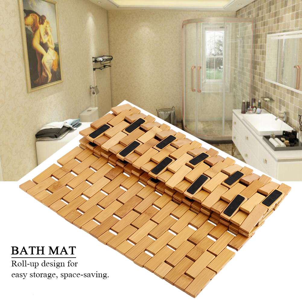 Rutschfeste Badmatte Badteppich Badvorleger Holzmatte Fußmatte für Bad