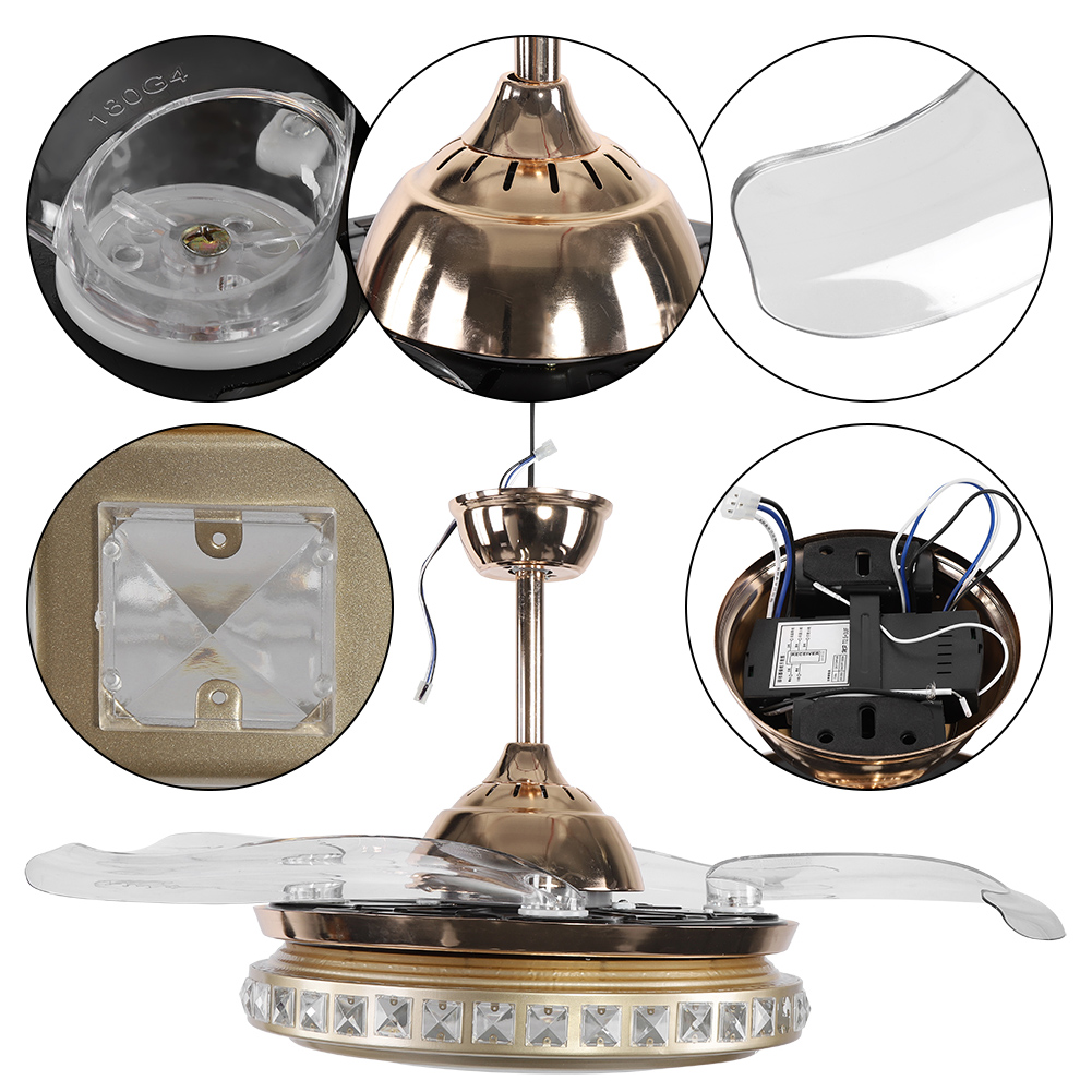 42 LED-Deckenventilator mit 3-farbigem Wechsellicht und Fernbedienung 4 Klingen-Deckenventilator Deckenventilator