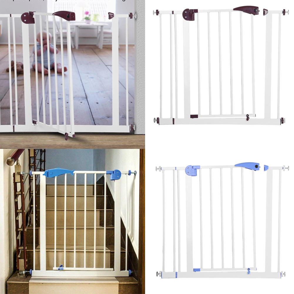 80-91cm Length Blue 77cm Height Baby Children Safety Gate Door Auto Close Easy Locking Swing Shut Stair Fence Toddler Pet Protection Gate