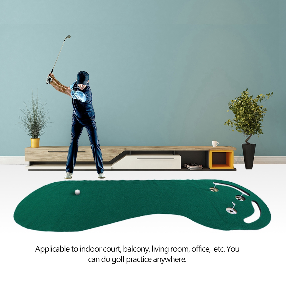 265 x 85cm Portable Golf Practice Putting Mat Indoor Outdoor Putter