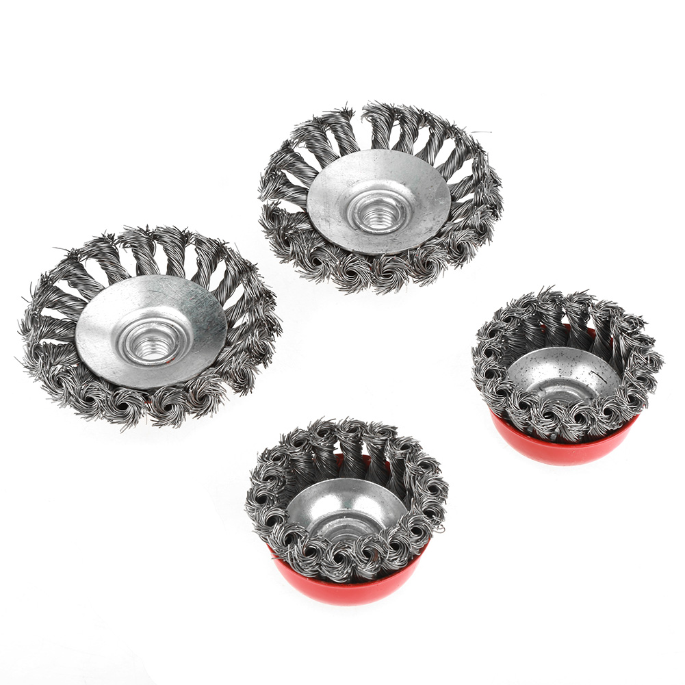 4pcs 75/100mm Steel Wire Cup Brush Wheel Twist Knot Knotted Wheels