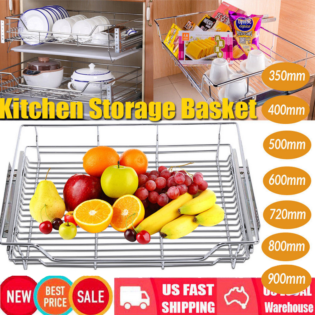 Easy Pull Out Pantry Drawer Wire Basket Slide Roll Kitchen Storage