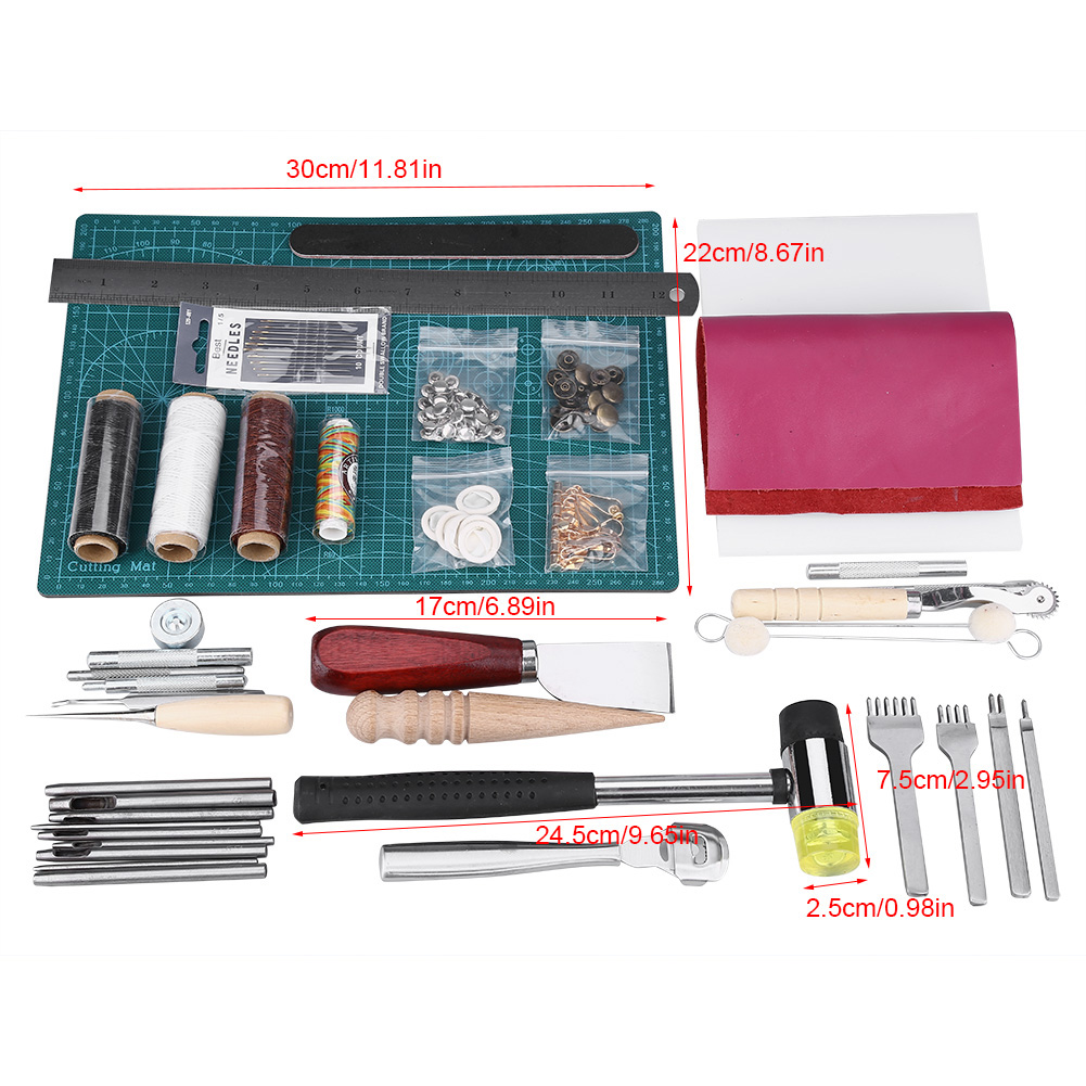 42x Professional Leather Craft Leatherworking Tool Kit Hand Sewing ...