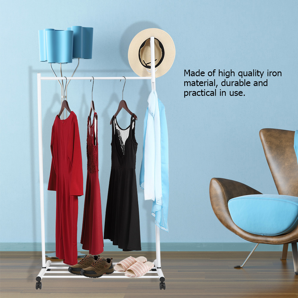 Garment Rack Coat Hanging Rail Clothes Stand with Wheels Coat /& Shoes /& Hat Hook
