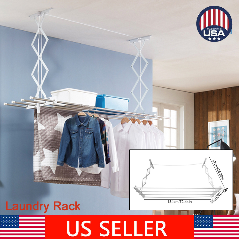 Details About Clothes Drying Rack Line Laundry Dryer Indoor Retractable Hanger Wall Mounted