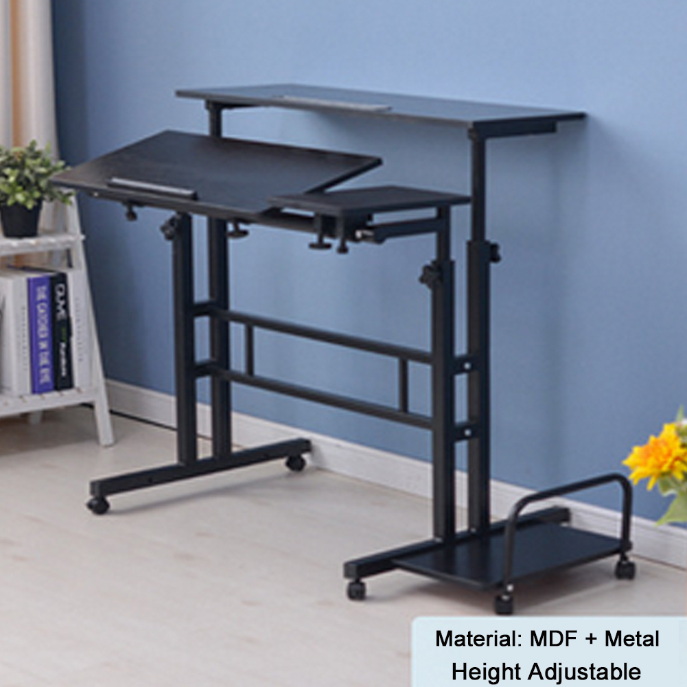 Details About Home Office Pc Rolling Computer Desk Laptop Table Workstation Furniture Black