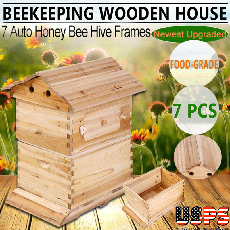 Beekeeping Brood Cedarwood Box Upgraded 7X Auto Honey Hive Beehive Flow Frames