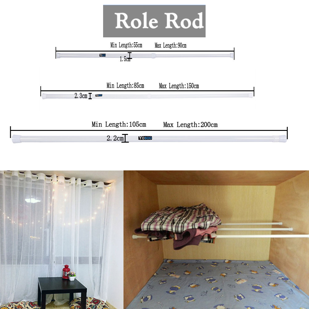 Spring Extendable Shower Curtain Clothes Display Rod Tension Rail