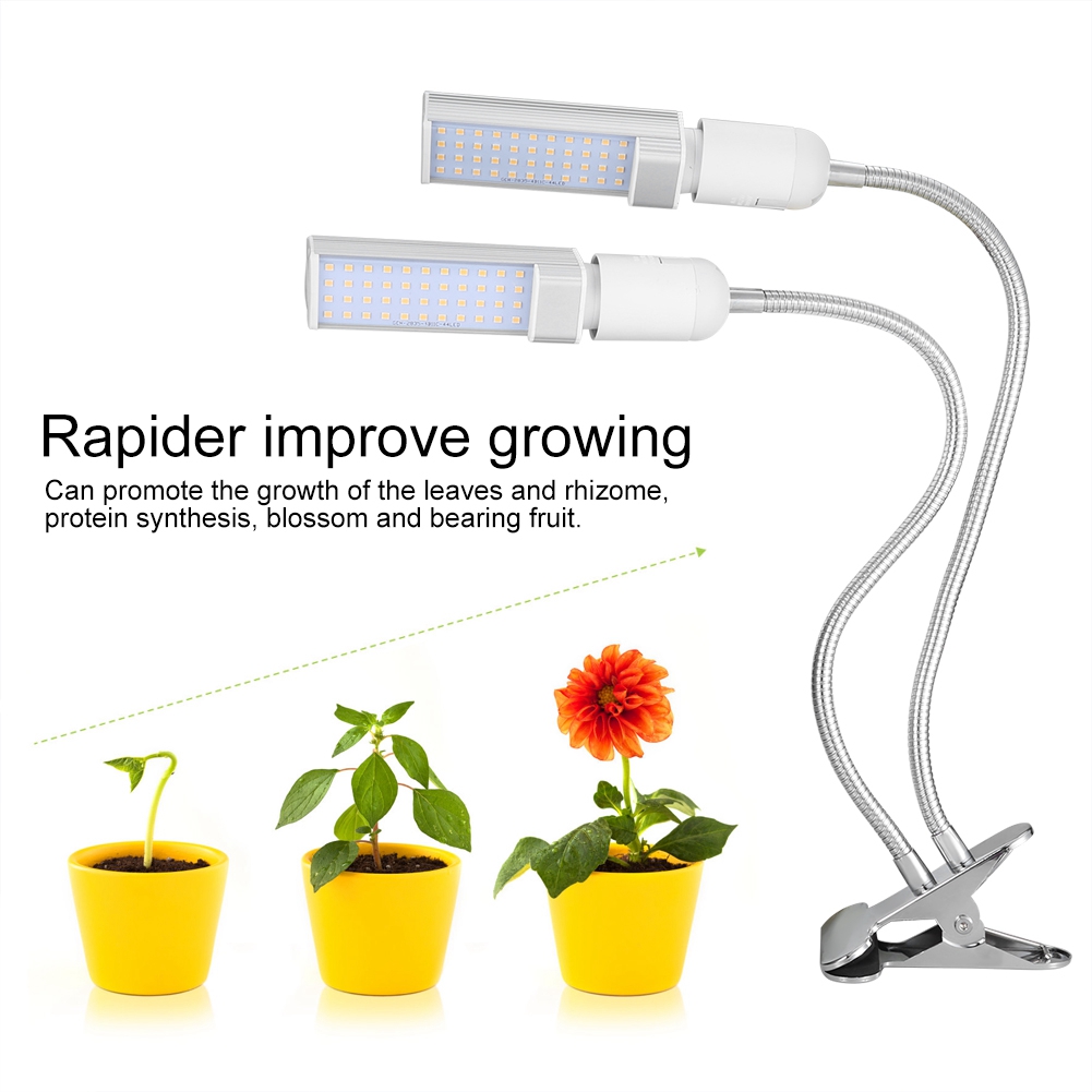 45W 88LED Dual Head Plant Grow Light Desk Flexible Gooseneck Clip On